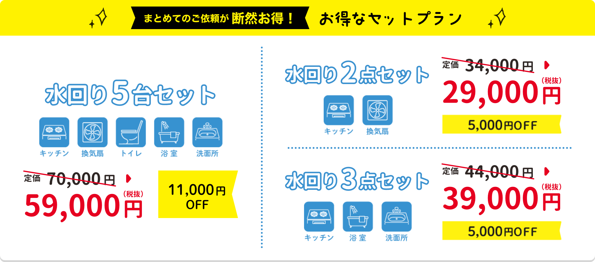 まとめてのご依頼が断然お得！お得なセットプラン