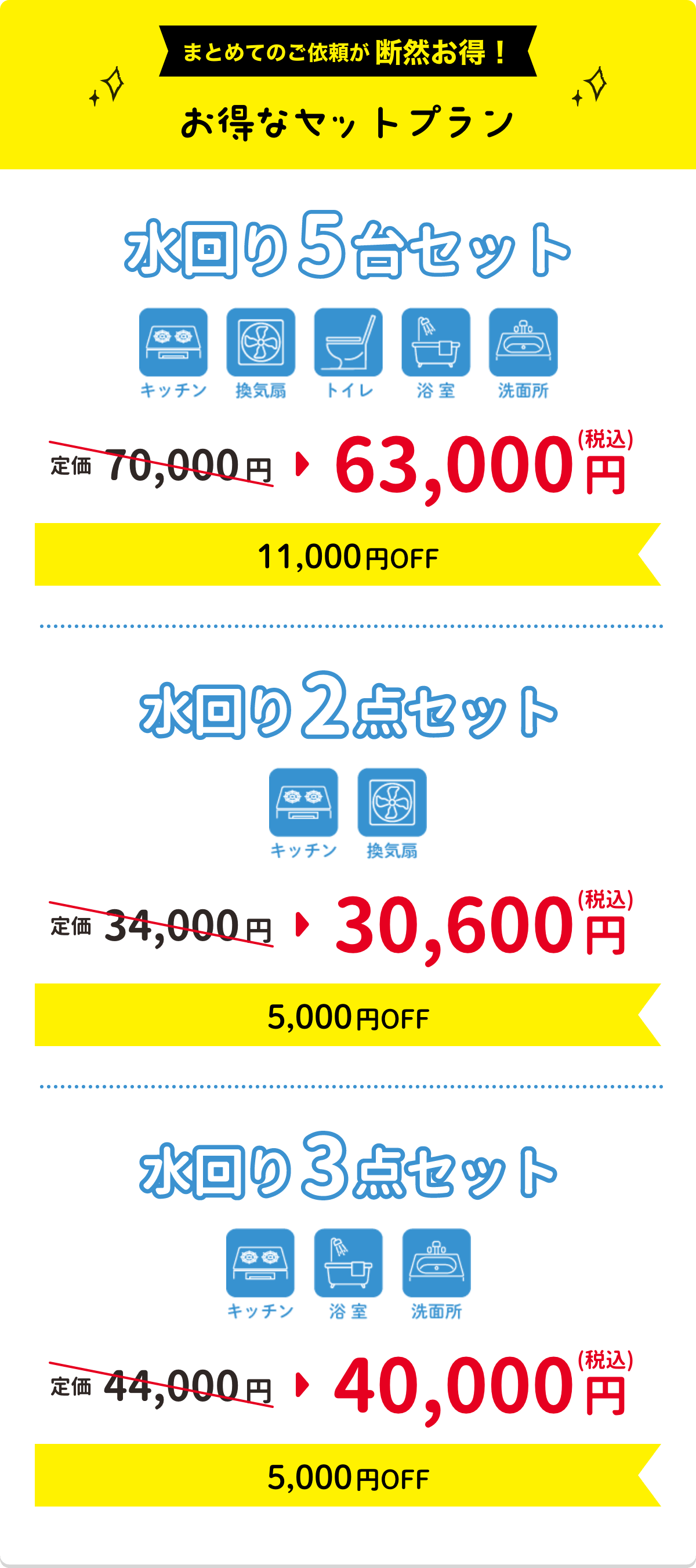 まとめてのご依頼が断然お得！お得なセットプラン