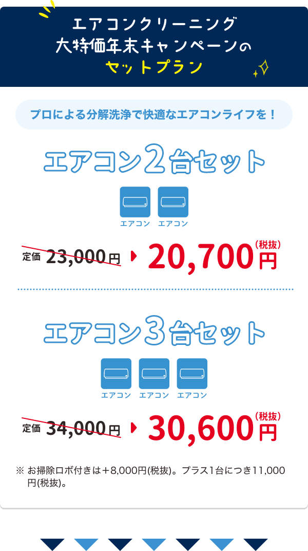 エアコンクリーニング大特価年末キャンペーンのセットプラン